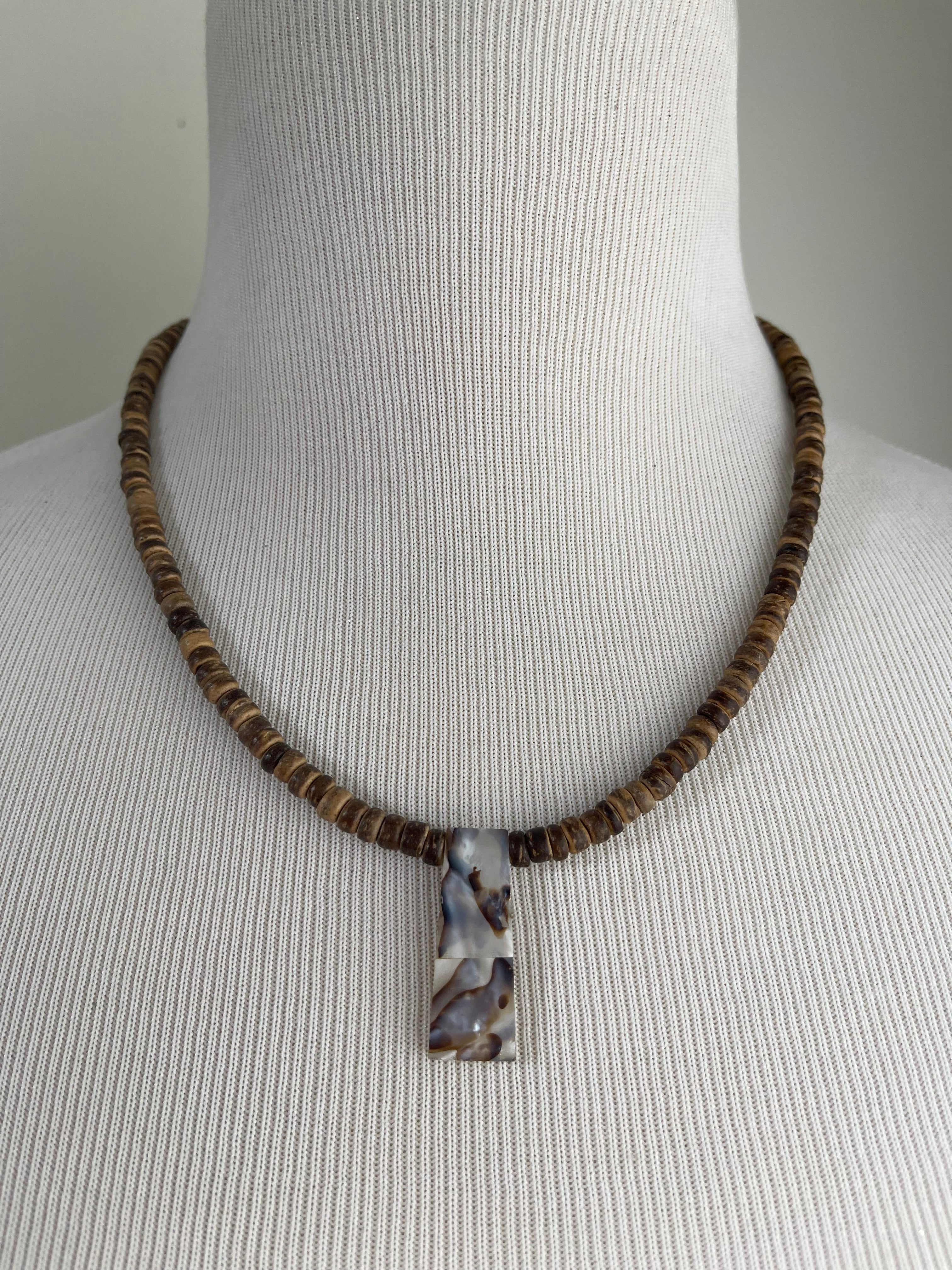 Mother of Pearl and Wood Necklace