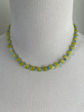 Yellow Gemstone Heart & Glass Necklace