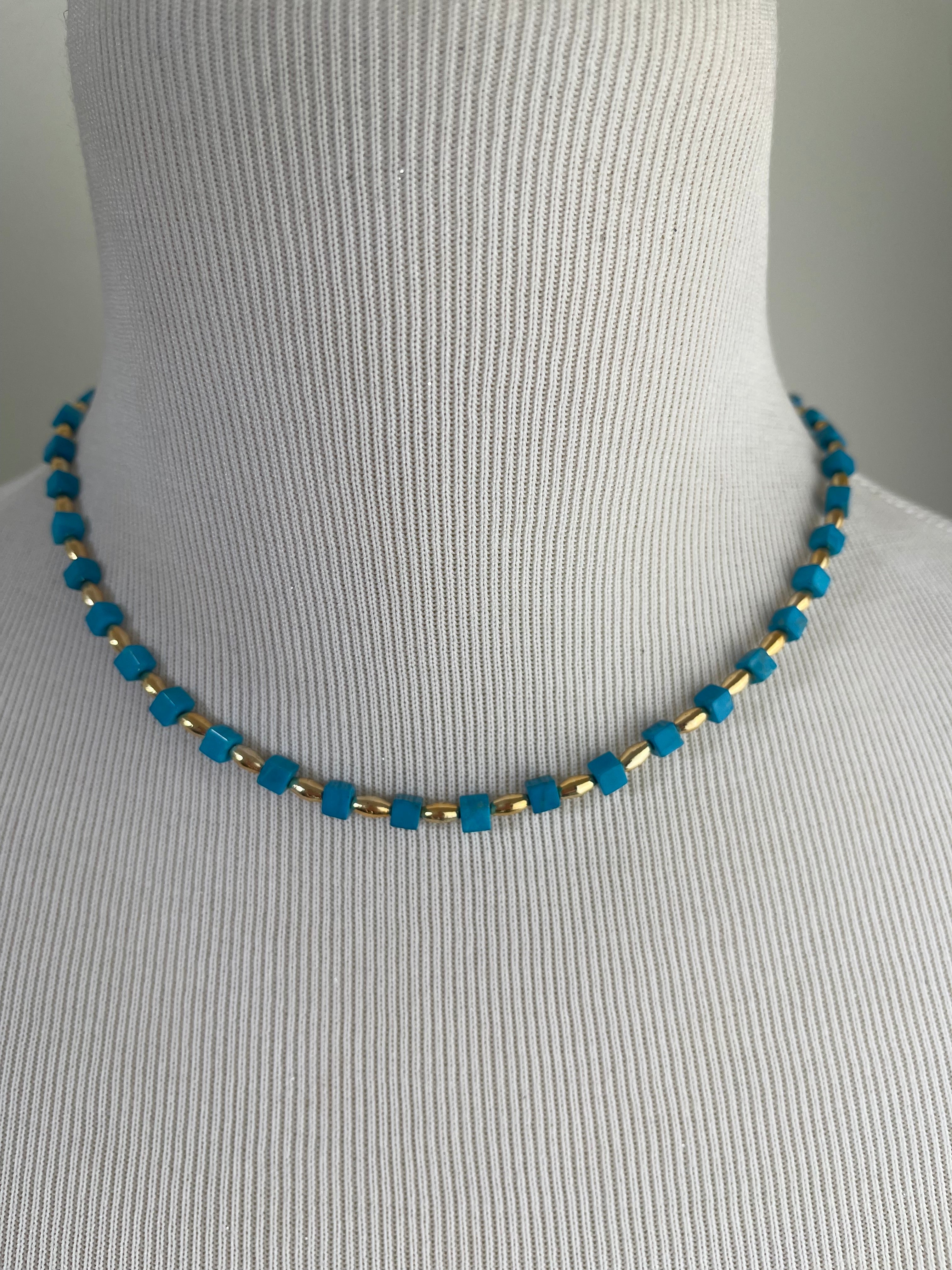 Turquoise & Brass Necklace