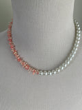 Pink Coral & Glass Pearl Necklace