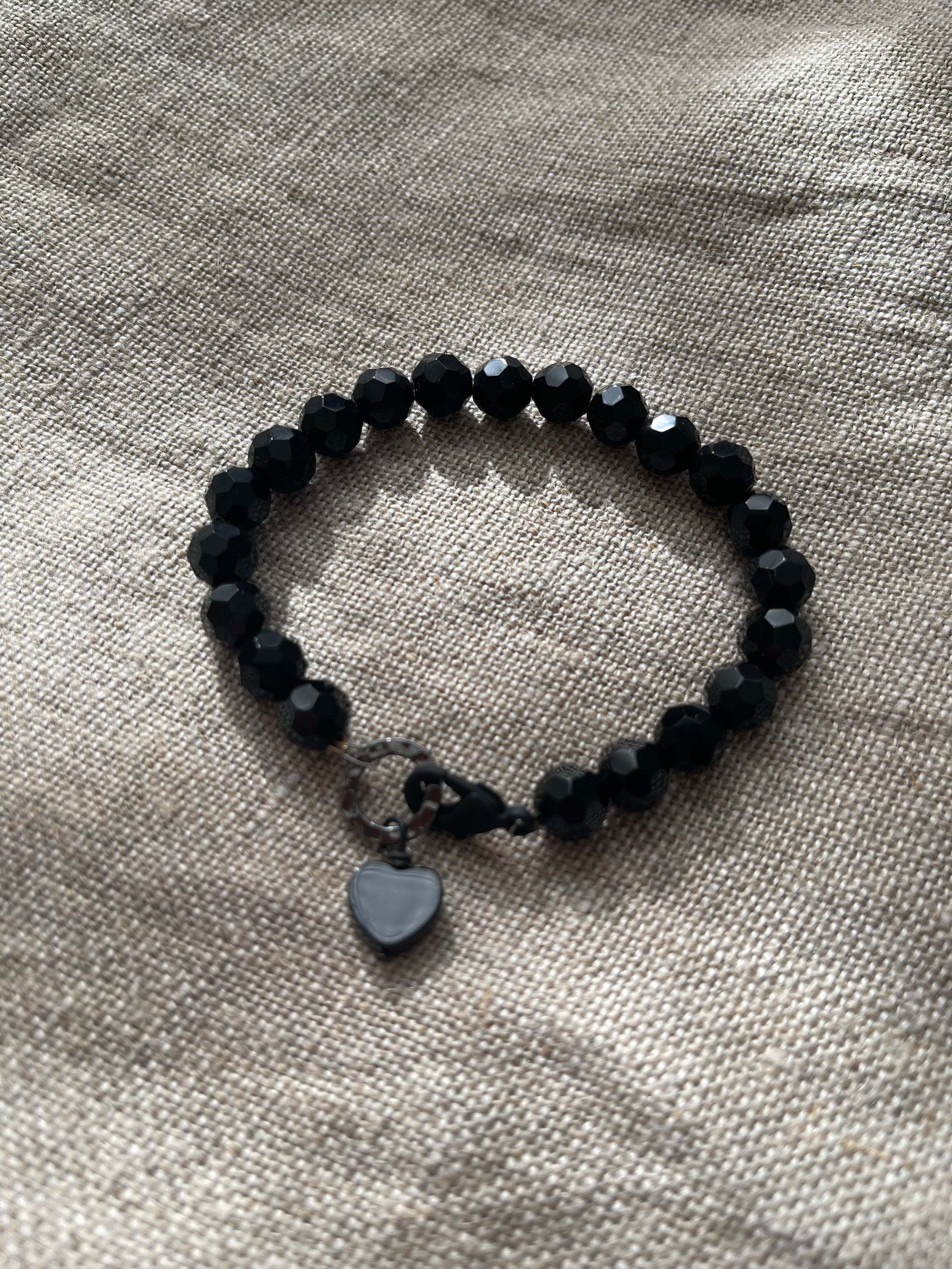 Black Onyx Heart Bracelet