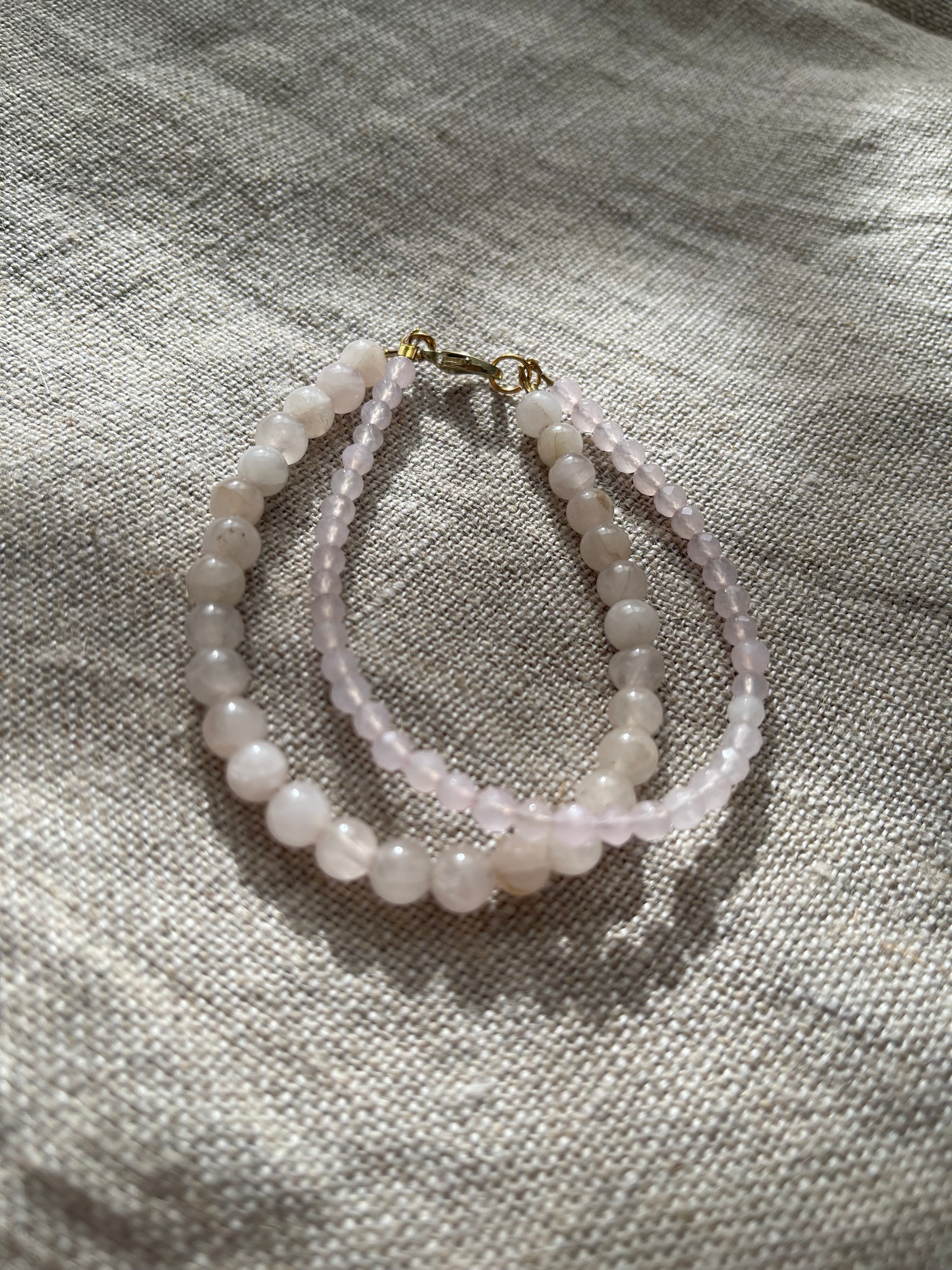 Double Strand Pale Pink Quartz Bracelet