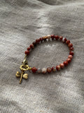 Red Semi-Precious Gemstone Dragonfly Charm Bracelet