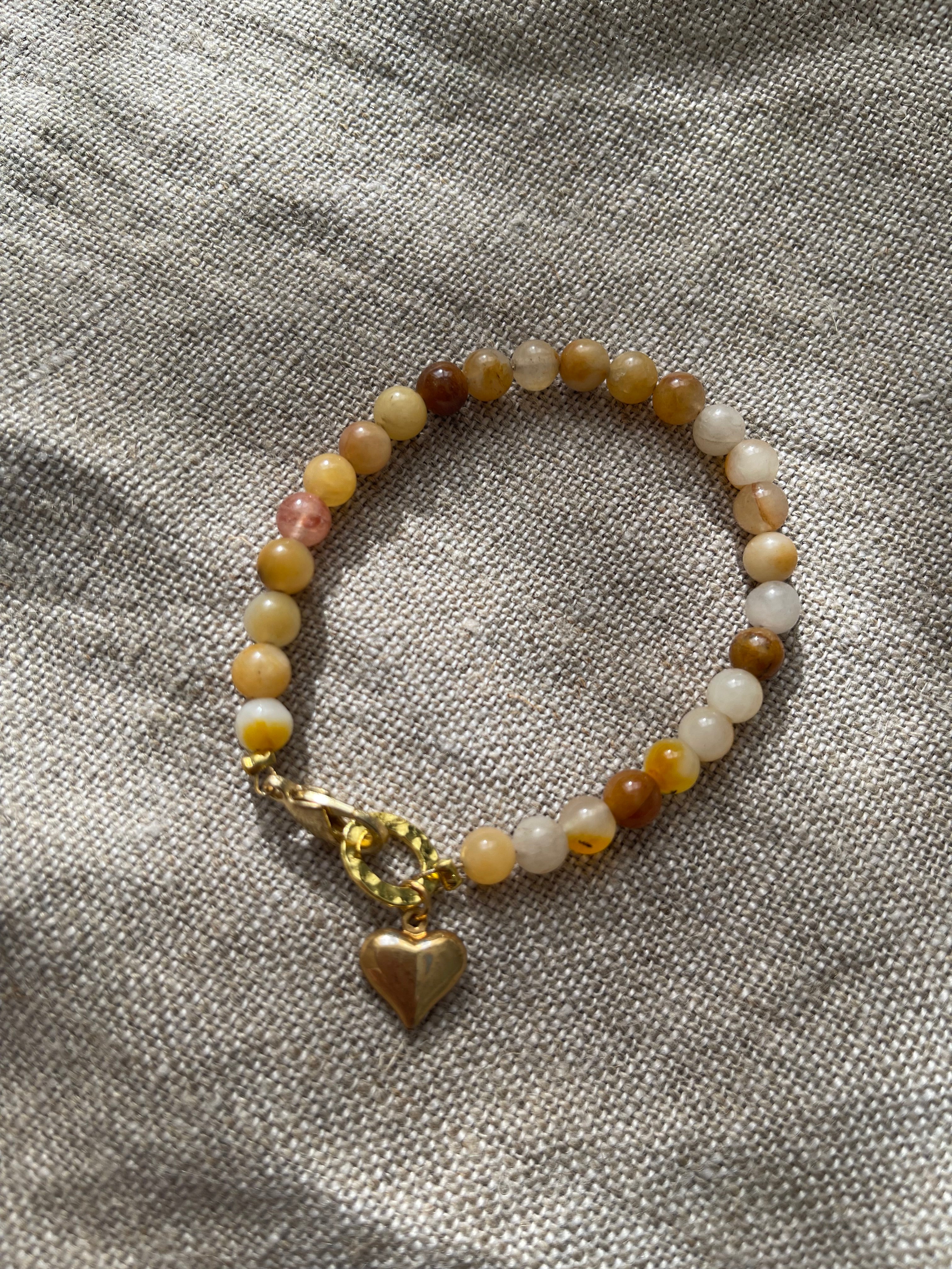 Sunshine Yellow Puff Heart Charm Bracelet