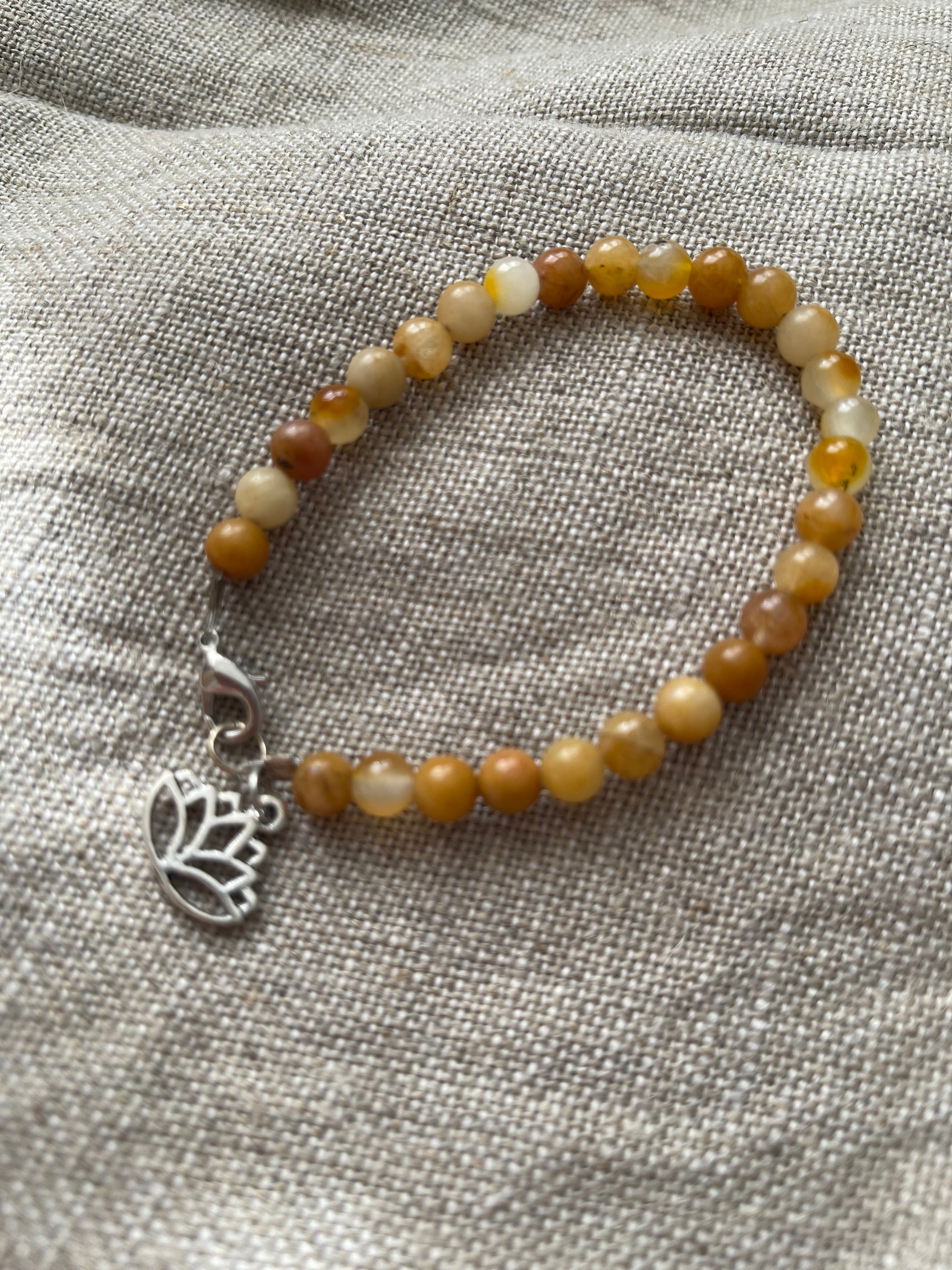 Yogi Sunshine Gemstone Lotus Flower Charm Bracelet