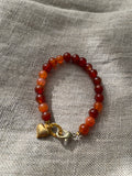Chunky Carnelian & Puff Heart Charm Bracelet