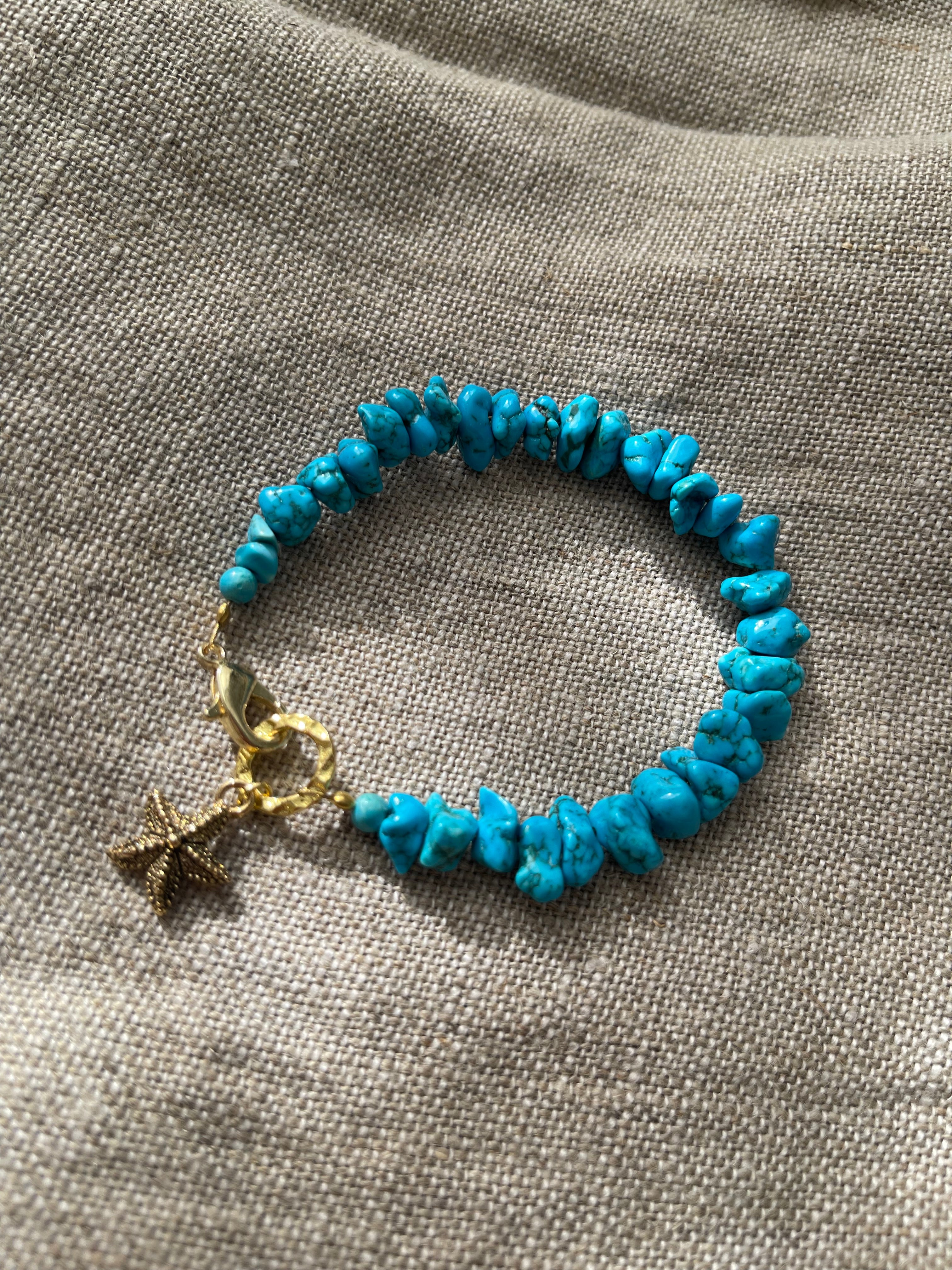 Chunky Turquoise Bracelet with Starfish Charm